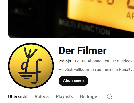 Youtube-Logo unsers Mitglieds Jannes DL6JN "Der Filmer"