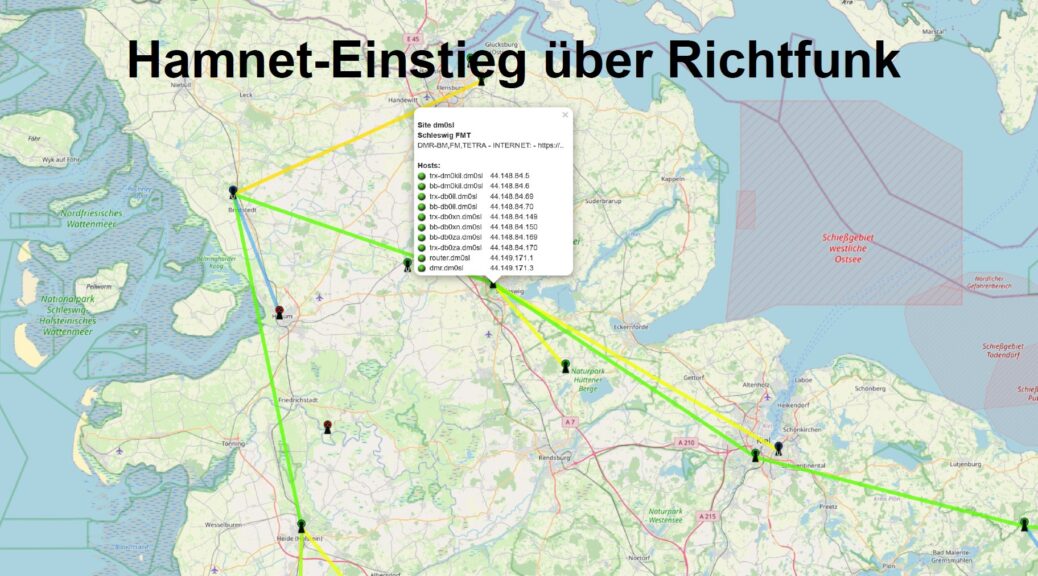 Karte mit Hamnet-Einstiegen rund um Schleswig.