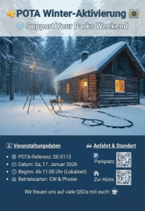 Flyer für die POTA-Aktivierung am 17. Januar 2026