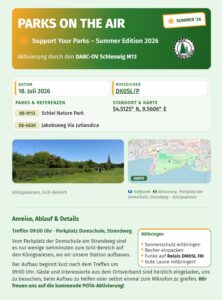 POTA-Flyer der schleswiger Funkamateure mit Infos zum POTA-Event am 18.07.26